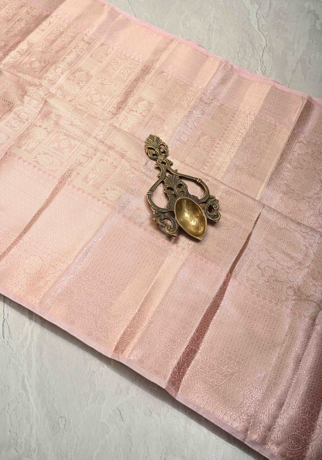 Dusty Rose  Patola Brocade Kanjivaram Tissue Semi Silk Saree with Zari Border