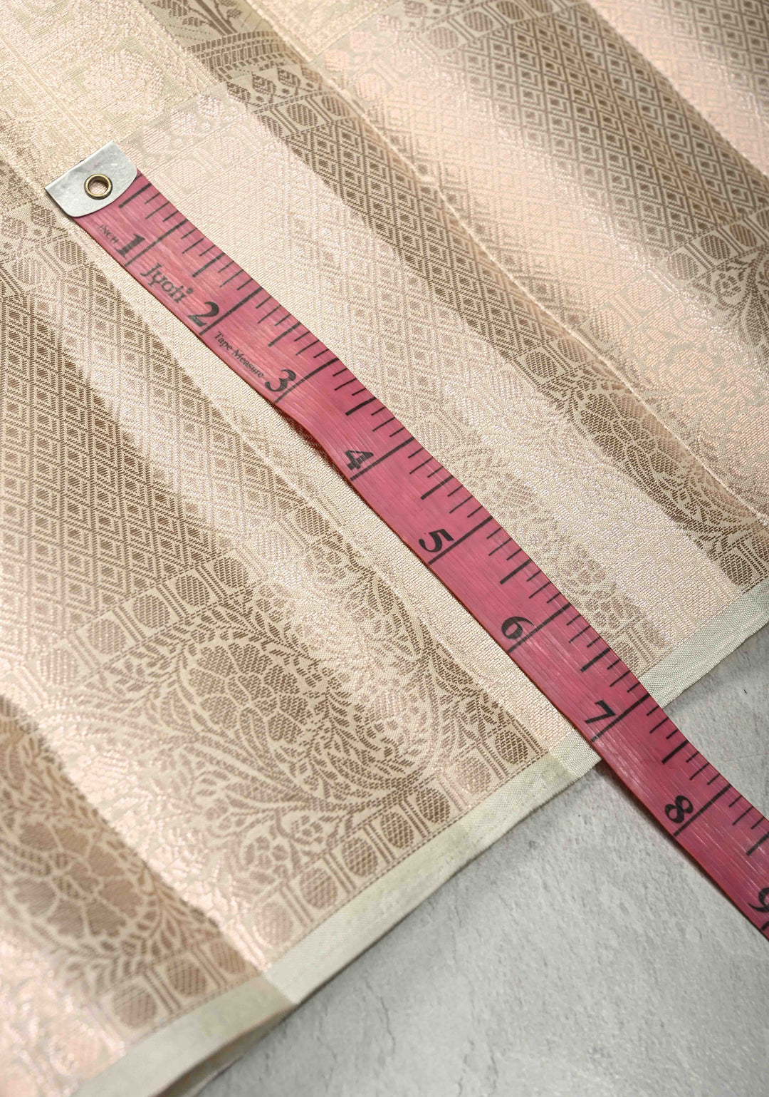 Beige Tissue Kanjivaram Semi Silk Patola Brocade Saree with wide zari Border