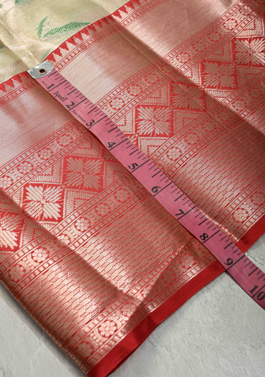 Mint Green Kanjivaram Tissue Semi Silk Saree with Meenakari Floral Jaal and Contrast Zari Border