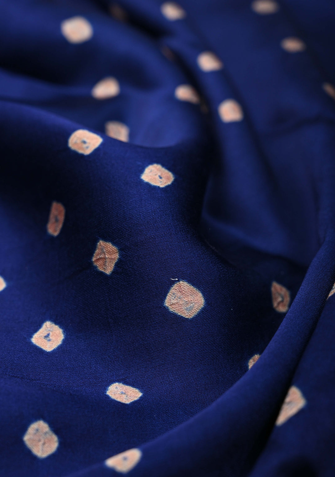 Navy Blue Modal Silk Saree in Bandhni Ajrakh Fusion Saree with contrast red border