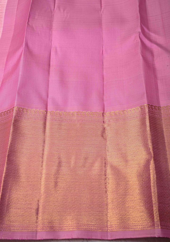 Dark Green Korvai Kanjivaram Pure Silk Saree with Zari Buttas and Contrast Zari Border | SILK MARK CERTIFIED
