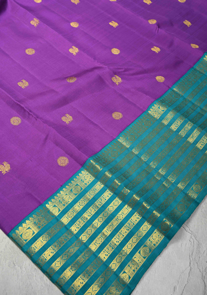 Lilac Purple Korvai Kanjivaram Pure Silk Saree with Zari Buttas and Contrast Zari Border | SILK MARK CERTIFIED