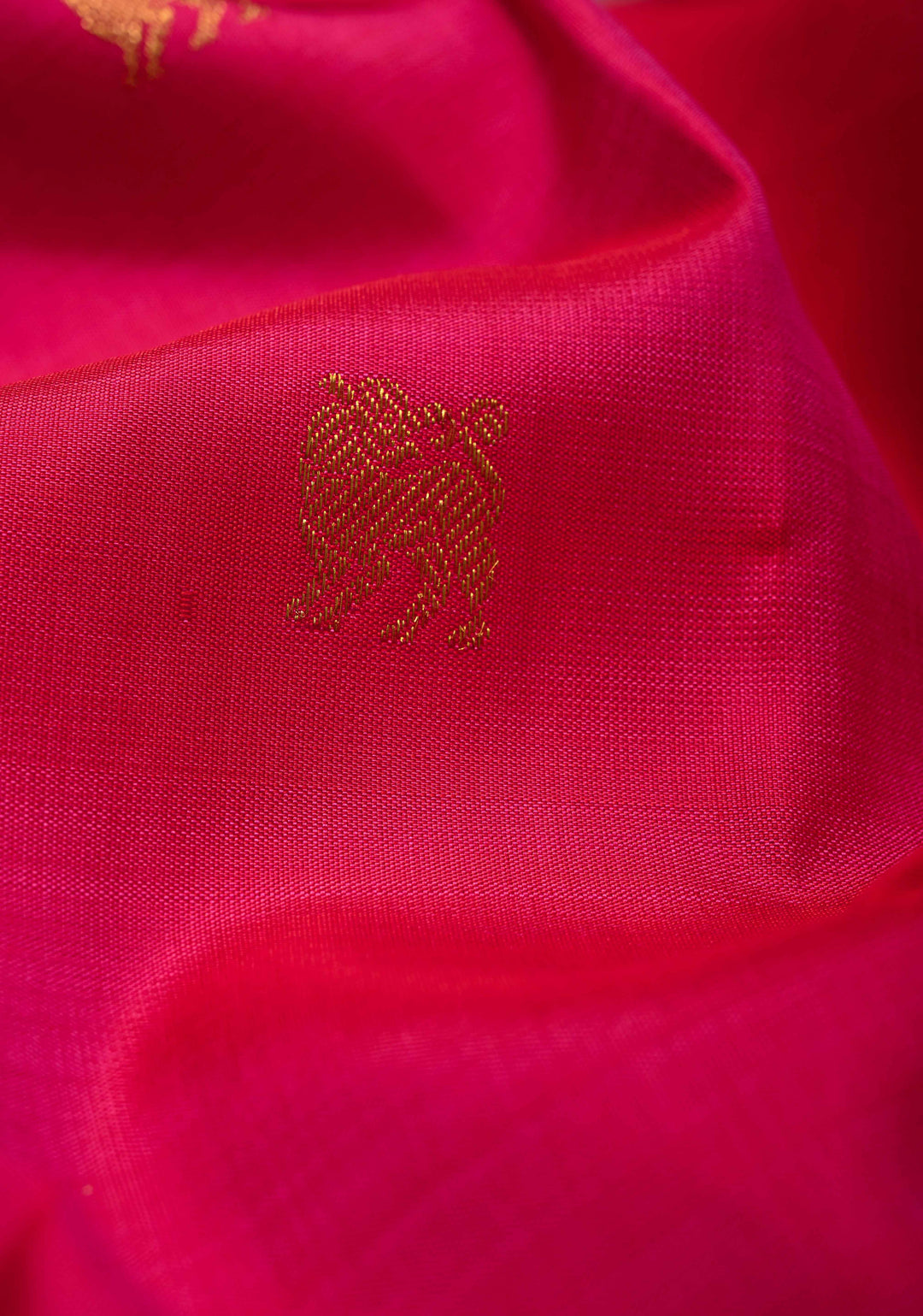Rani Pink Korvai Kanjivaram Pure Silk Saree with Zari Buttas and Contrast Border | SILK MARK CERTIFIED