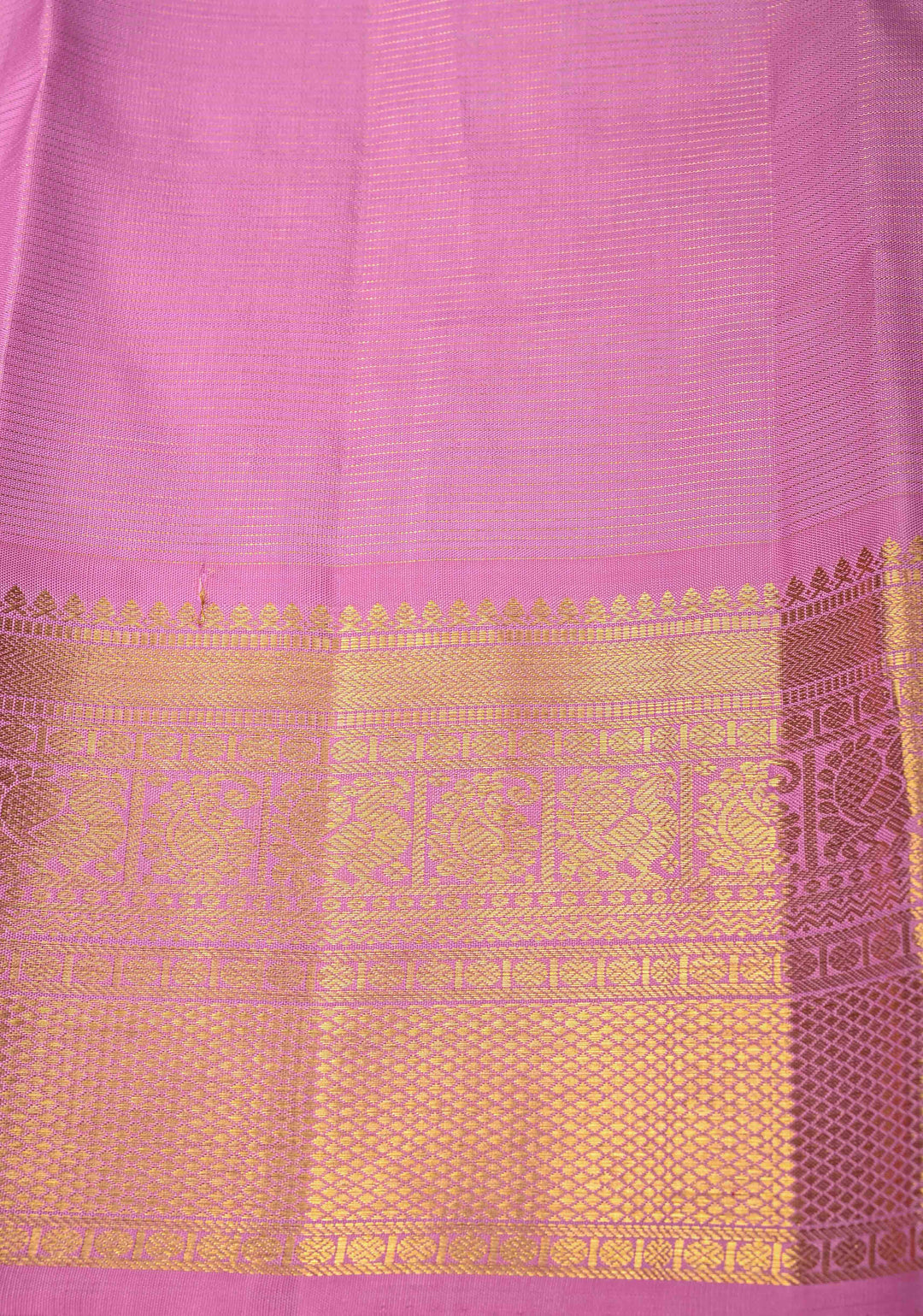 Vairaoosi Dusty Lilac Koravi Kanjivaram Pure Silk Handloom Saree with Vairaoosi Zari Stripes and Zari Border | SILK MARK CERTIFIED