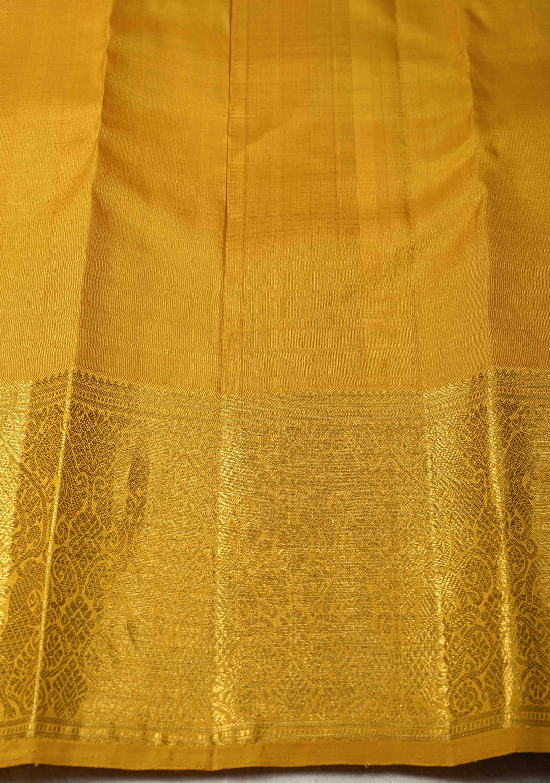 Mustard Yellow Kanjivaram Pure Silk Handloom Saree with Checks and Zari Border | SILK MARK CERTIFIED