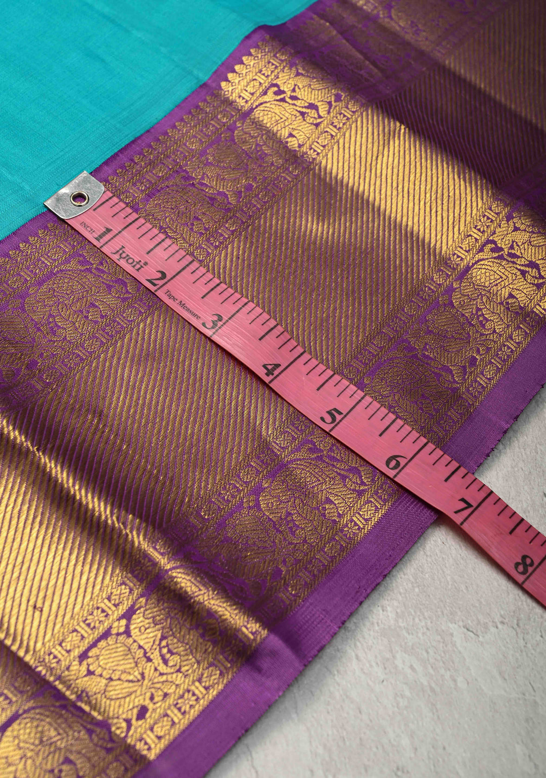 Ananda Blue Korvai Kanjivaram Pure Silk Saree with Zari Buttas and Contrast Lavender Border | SILK MARK CERTIFIED
