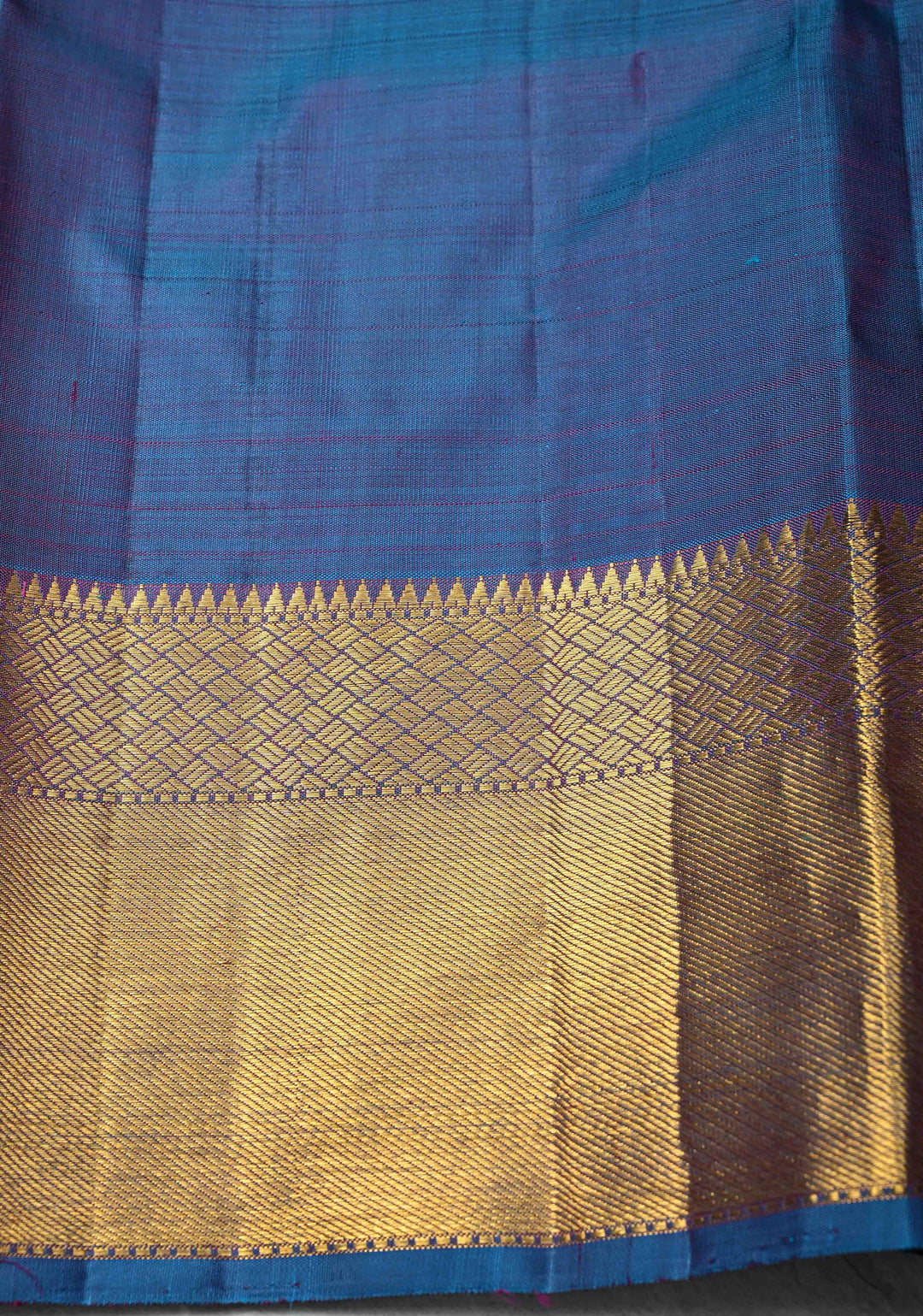 Heritage Podi Kattam Zari checks and Gandaberunda Buttas on Kanchana Pure Silk Kanjivaram Saree with Panel Border | Silk Mark Certified | SHOBITAM