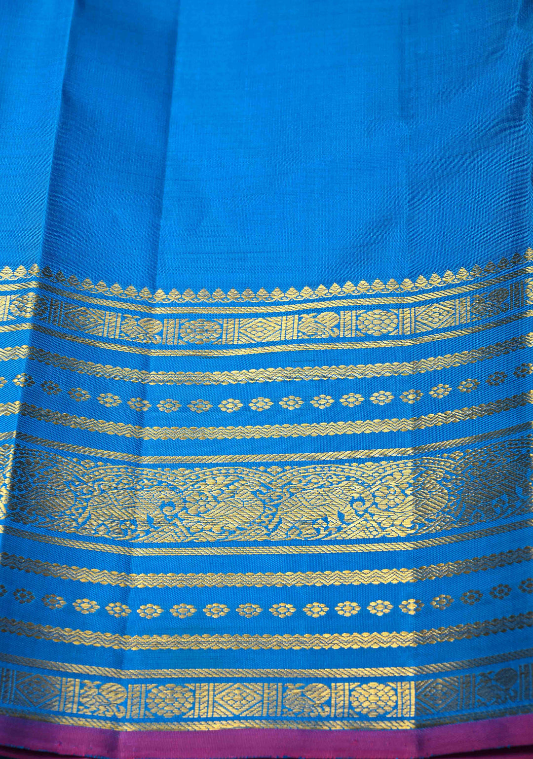 Ananda Blue Kanjivaram Pure Silk Saree with Zari Buttas and Zari Border | SILK MARK CERTIFIED