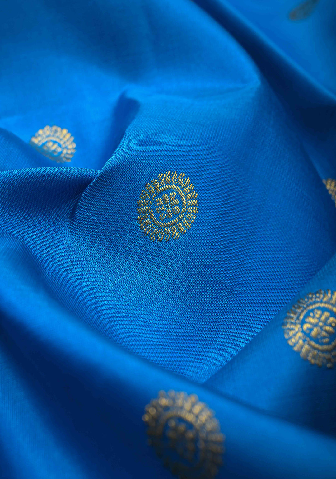 Ananda Blue Kanjivaram Pure Silk Saree with Zari Buttas and Zari Border | SILK MARK CERTIFIED