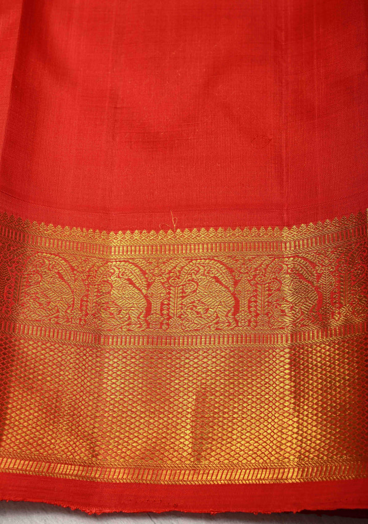 Brown Kanjivaram Pure Silk Saree with Zari Stripes and Contrast Zari Border | SILK MARK CERTIFIED