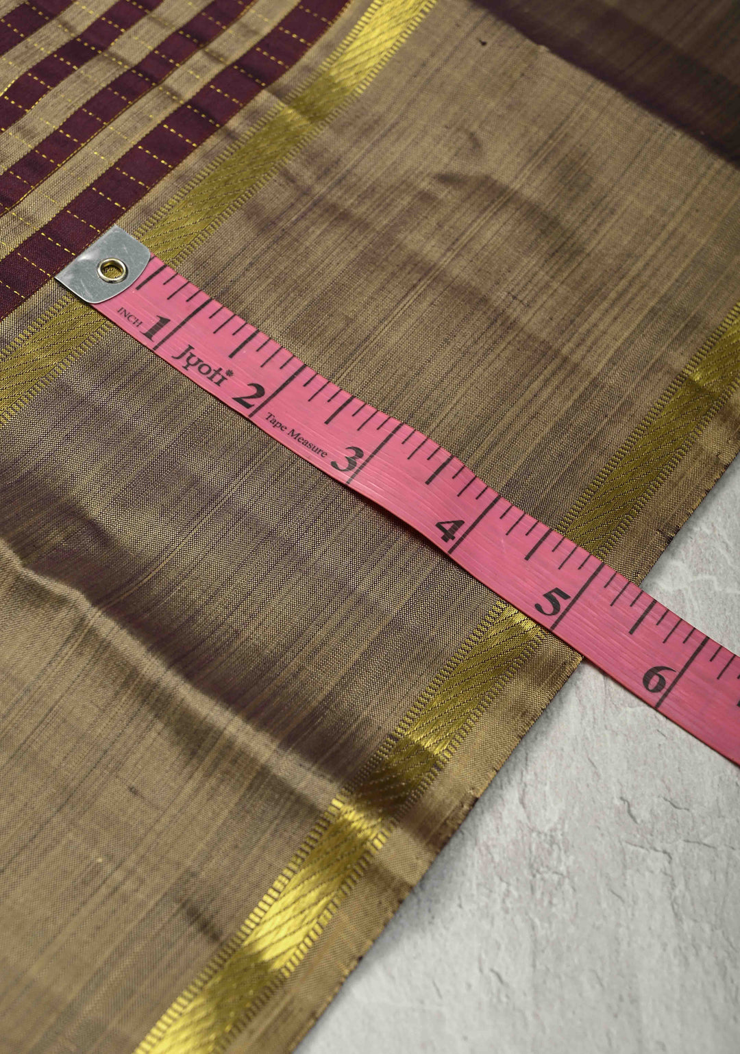 Dark Plum-Taupe Kanjivaram Pure Silk Saree with Zari Checks and Rettaipet Border | SILK MARK CERTIFIED
