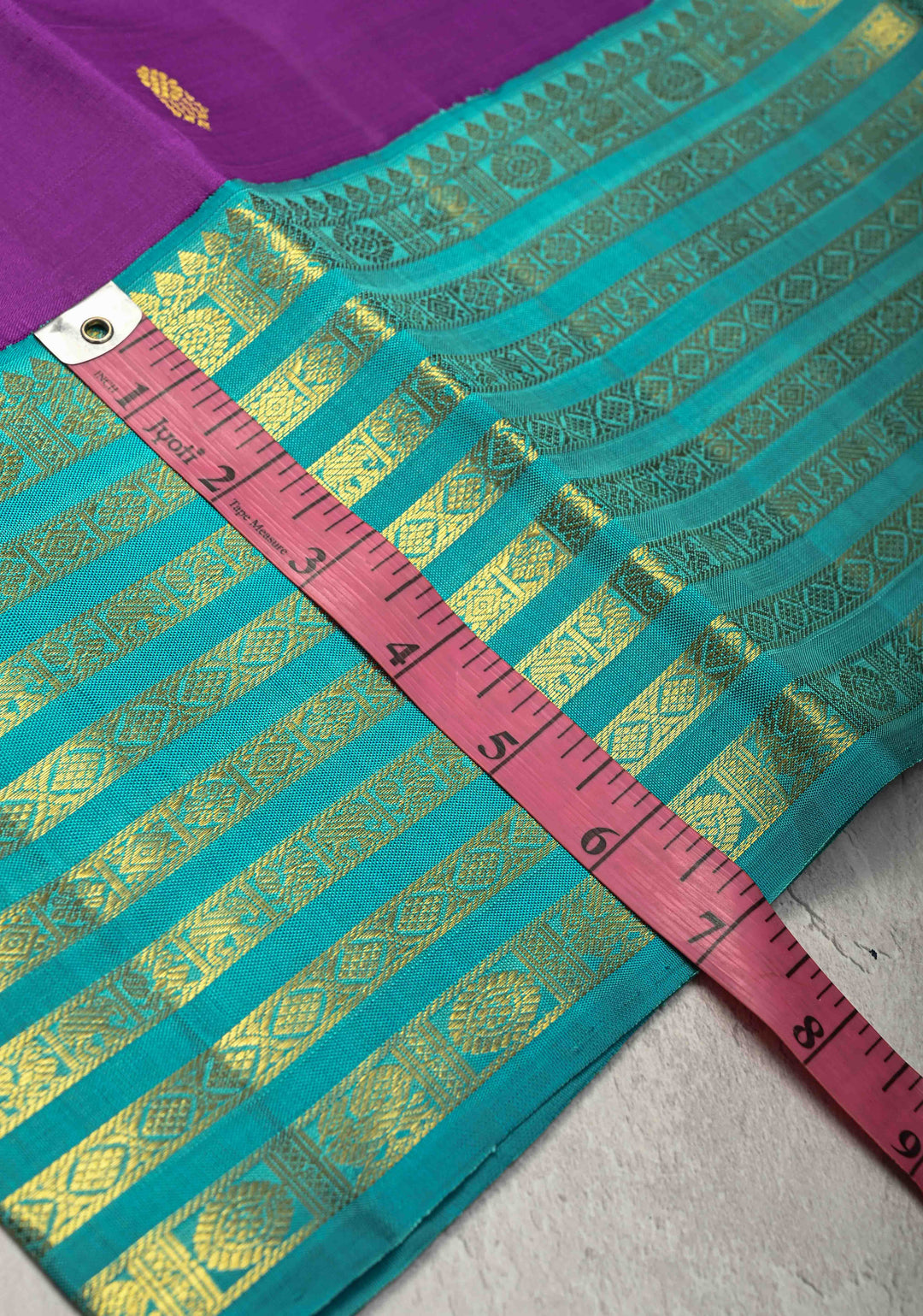 Dark Purple Korvai Kanjivaram Pure Silk Saree with Zari Buttas and Contrast Zari Border | SILK MARK CERTIFIED