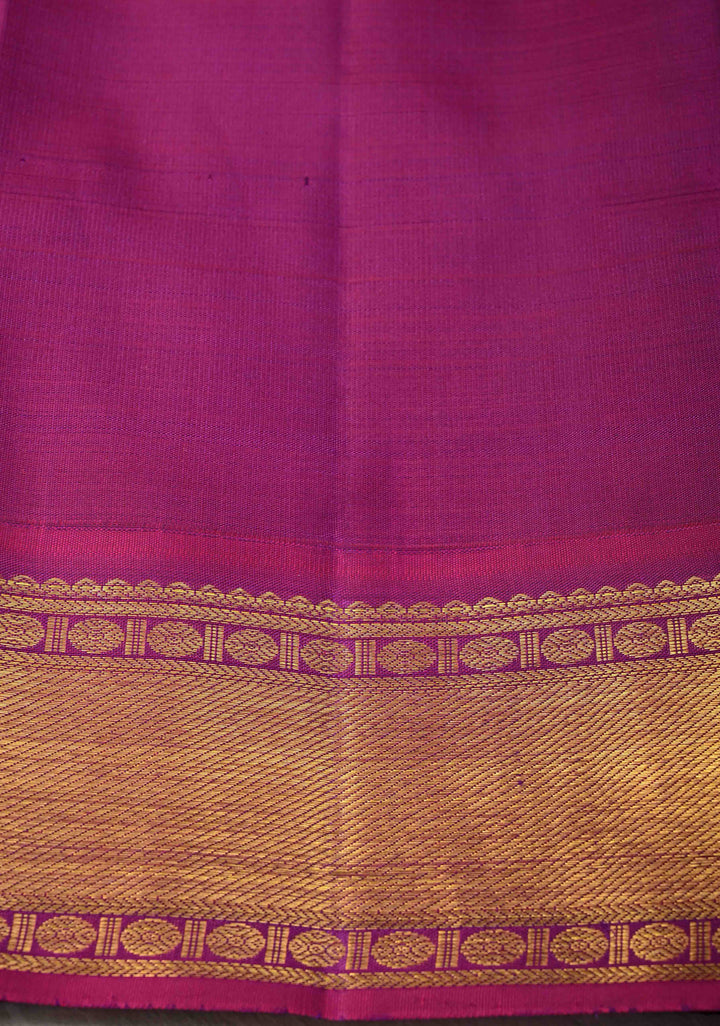 Azure blue Korvai Kanjivaram Pure Silk Saree with Zari Buttas and Contrast Zari Border | SILK MARK CERTIFIED