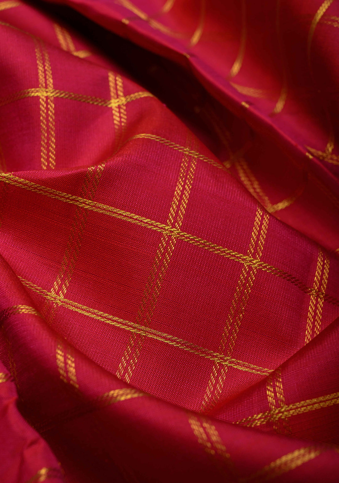 Pure Zari Rani Pink Korvai Kanjivaram Pure Silk Saree with Zari Checks and Contrast Zari Border | SILK MARK CERTIFIED