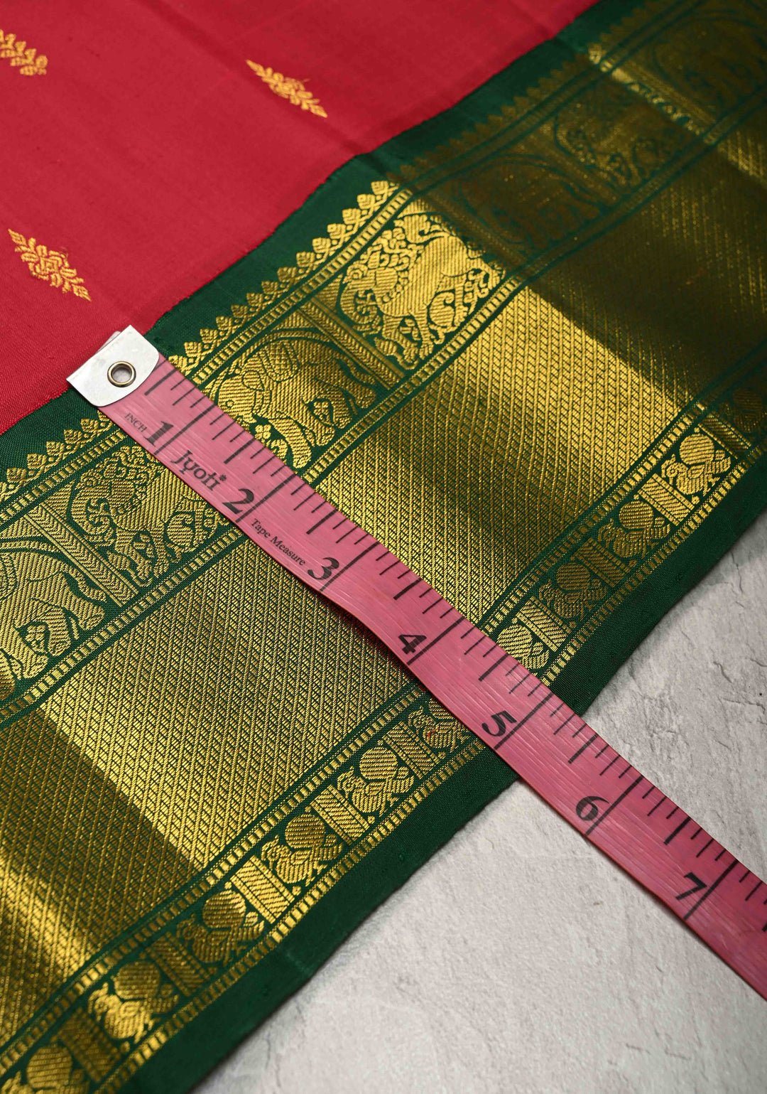 Reddish Pink Korvai Kanjivaram Pure Silk Saree with Floral Zari Buttas and Contrast Zari Border | SILK MARK CERTIFIED