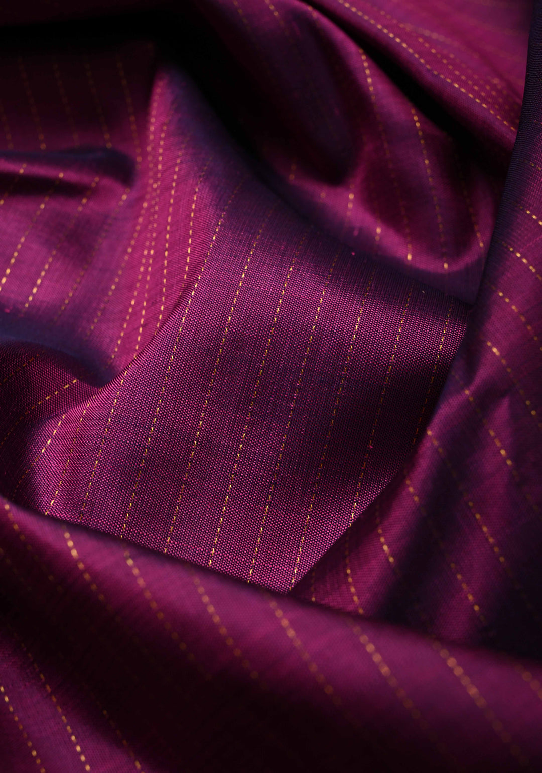 Magenta Kanjivaram Pure Silk Saree with Vertical Stripes and Korvai Contrast Zari Border | SILK MARK CERTIFIED