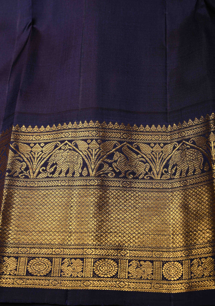 Dusty Rose Korvai Kanjivaram Pure Silk Saree with Zari Buttas and Contrast Zari Border | SILK MARK CERTIFIED