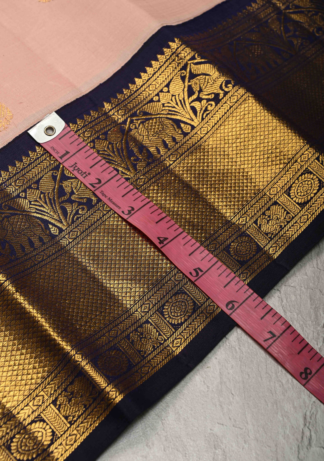 Dusty Rose Korvai Kanjivaram Pure Silk Saree with Zari Buttas and Contrast Zari Border | SILK MARK CERTIFIED