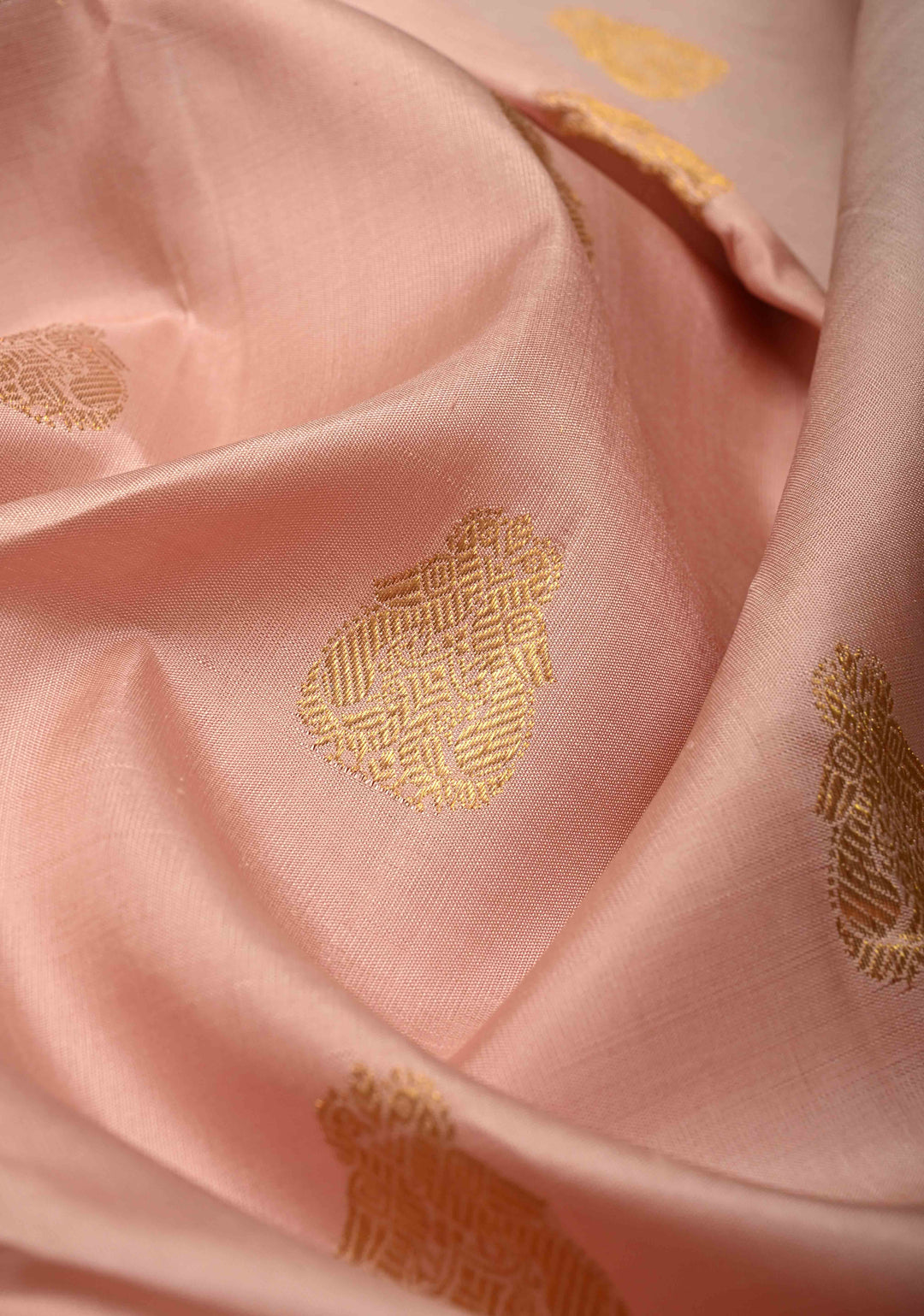 Dusty Rose Korvai Kanjivaram Pure Silk Saree with Zari Buttas and Contrast Zari Border | SILK MARK CERTIFIED