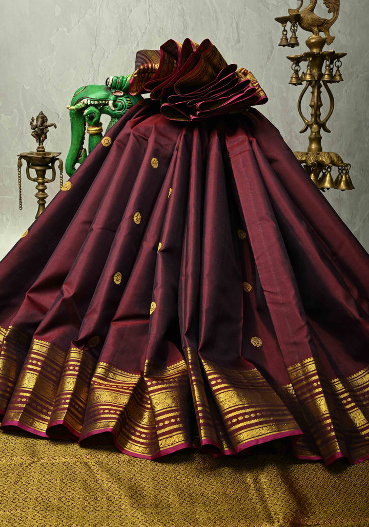 Kanchana Kanjivaram Pure Silk Saree with Zari Buttas and Zari Border | SILK MARK CERTIFIED