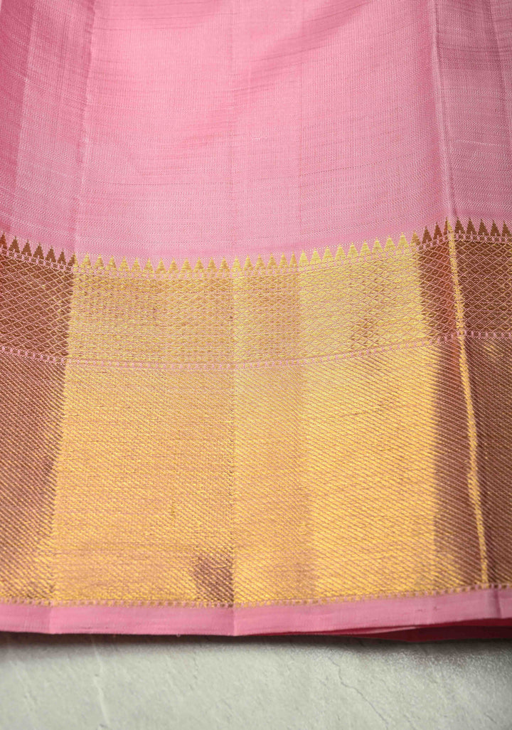 Dark Brown Podi Kattam Zari Checks on Kanjivaram Pure Silk Saree with Ganda Berunda Motif and Contrast Zari Border | SILK MARK CERTIFIED