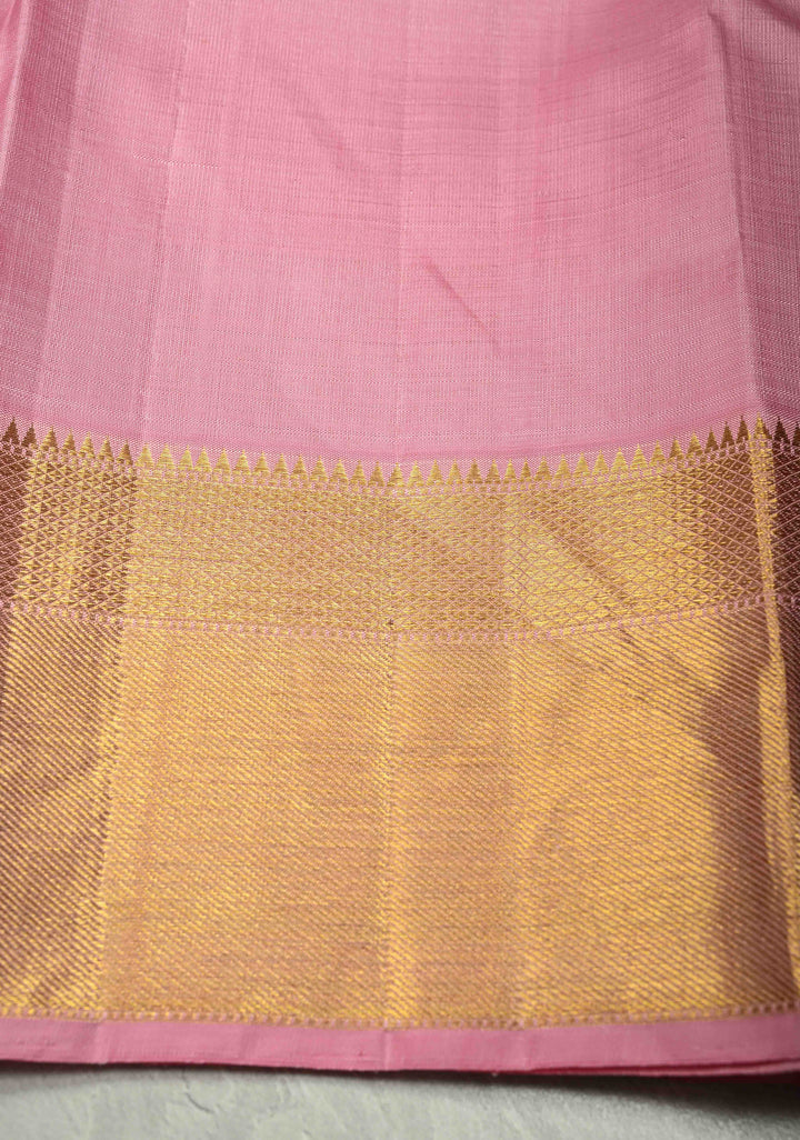 Dark Brown Podi Kattam Zari Checks on Kanjivaram Pure Silk Saree with Ganda Berunda Motif and Contrast Zari Border | SILK MARK CERTIFIED