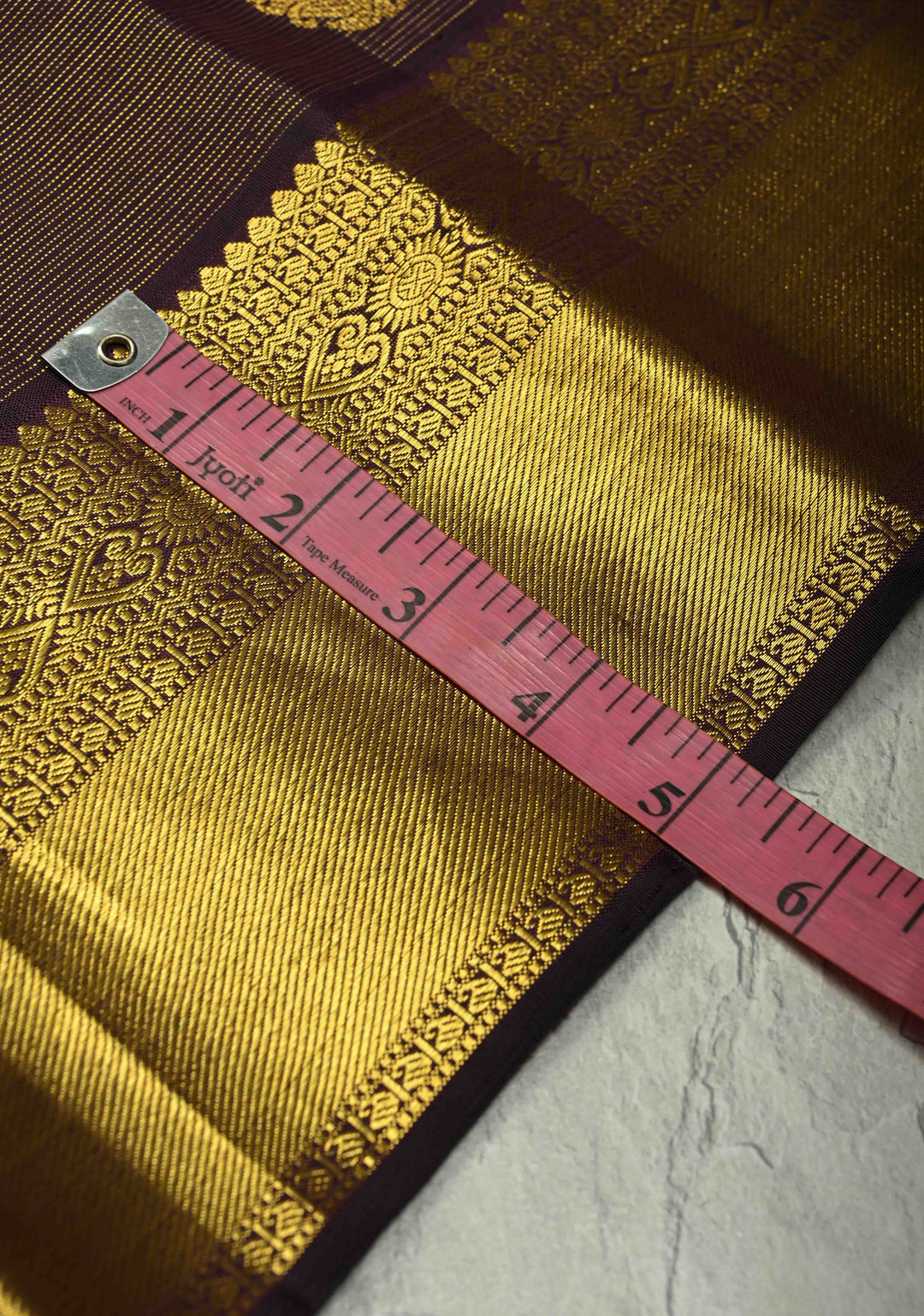 Eggplant Purple Dual Tone Vairaoosi Zari Stripes on Kanjivaram Pure Silk Handloom Saree with Zari Buttas and Zari Border | SILK MARK CERTIFIED