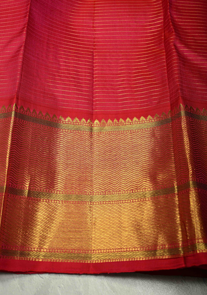 Korvai Baby Pink Kanjivaram Pure Silk Saree with Podi-Kattam Zari Checks and Contrast Zari Border | SILK MARK CERTIFIED