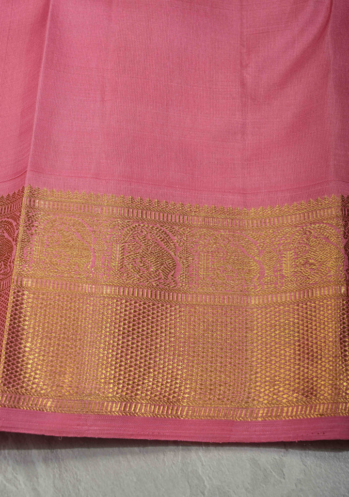 Korvai Ink Blue Kanjivaram Pure Silk Saree with Vairaoosi Zari Stripes and Contrast Zari Border | SILK MARK CERTIFIED | SHOBITAM