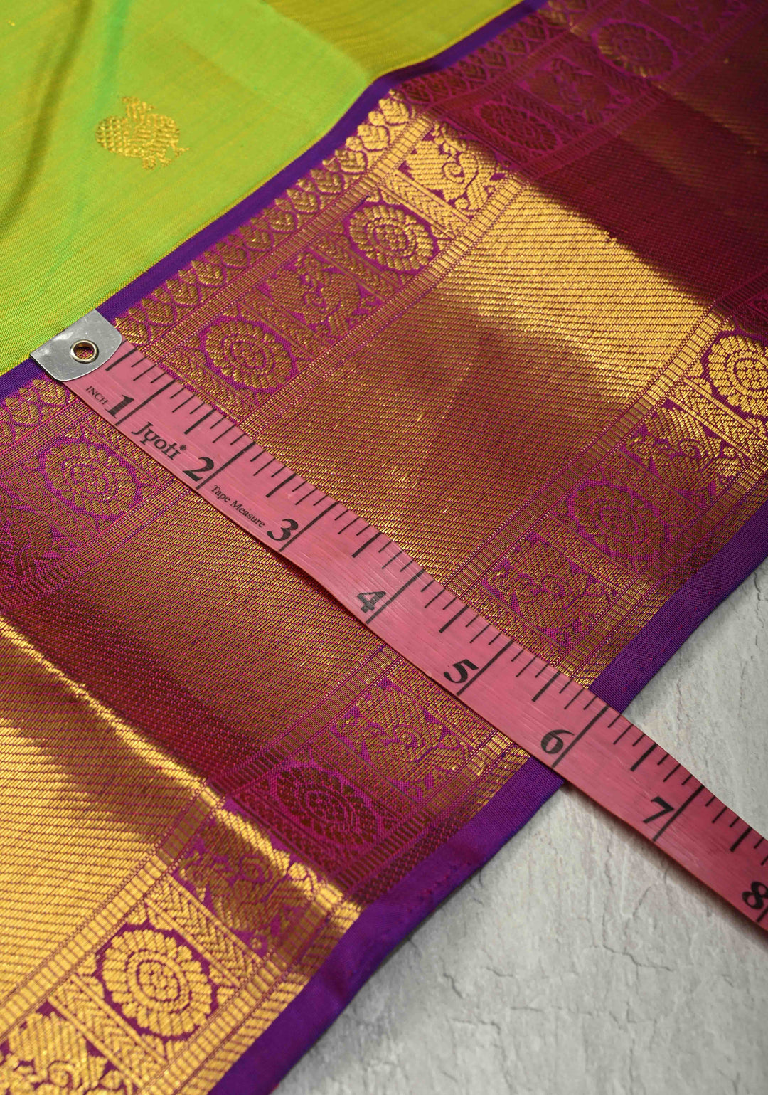 Parrot Green Dual Tone Korvai Kanjivaram Pure Silk Saree with Zari Buttas and Contrast Wide Zari Border | SILK MARK CERTIFIED