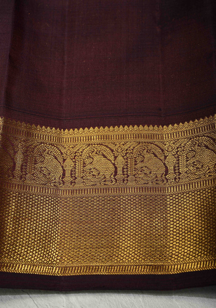 Ash Gray  Korvai Kanjivaram Pure Silk Saree with Zari Stripes and Contrast Zari Border | SILK MARK CERTIFIED