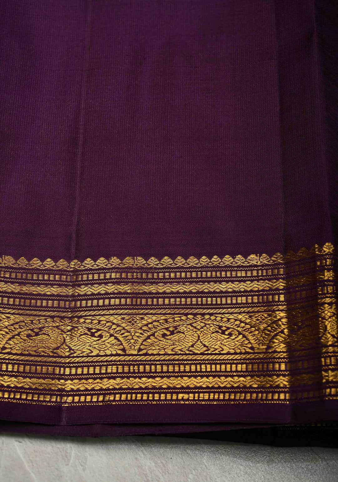 Mauve Pure Kanjivaram Silk Saree with Zari Buttas and Contrast Zari Border| SILK MARK CERTIFIED