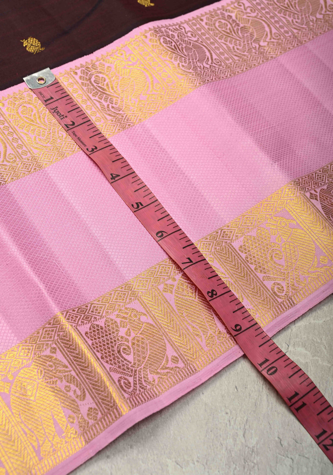 Deep Wine  Korvai Pure Kanjivaram Silk Saree with Zari Buttas and Contrast Rettaipet Zari Border| SILK MARK CERTIFIED | SHOBITAM