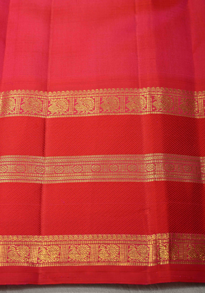 Dusty Blue Dual Tone Pure Kanjivaram Silk Saree with Zari Buttas and Contrast Zari Border| SILK MARK CERTIFIED