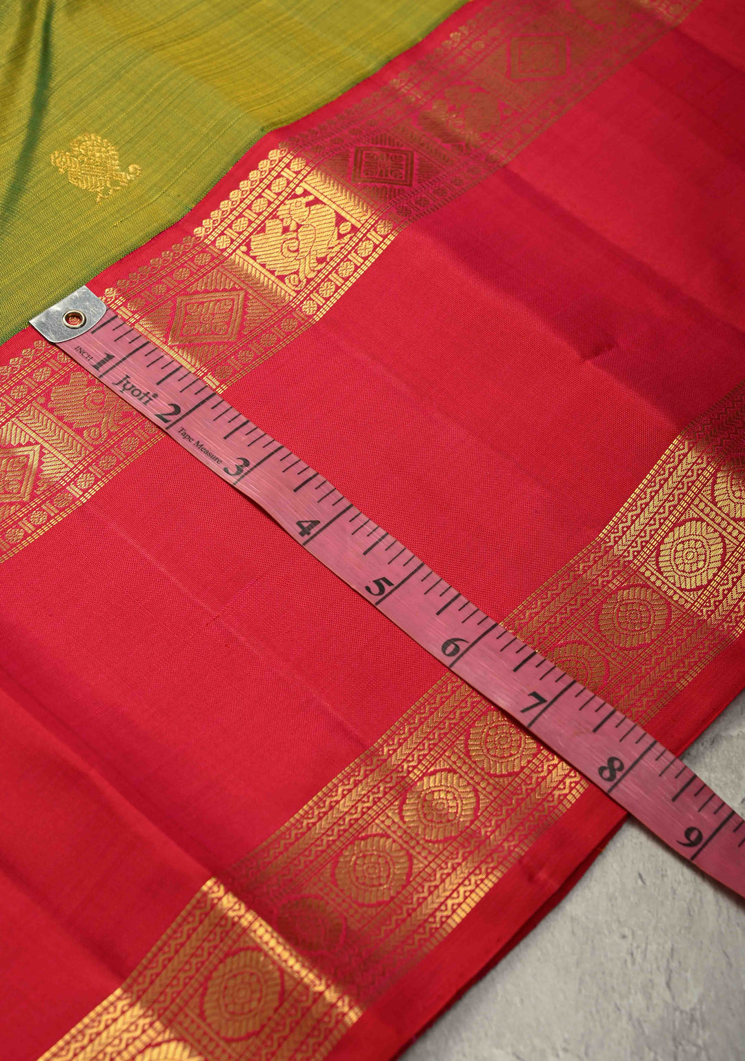 Parrot Green Kanjivaram Pure Silk Saree with Zari Buttas and Rettaipet Zari Border | SILK MARK CERTIFIED | SHOBITAM
