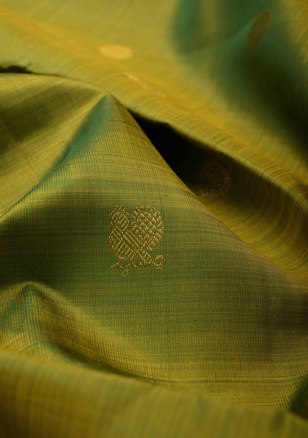 Parrot Green Kanjivaram Pure Silk Saree with Zari Buttas and Rettaipet Zari Border | SILK MARK CERTIFIED | SHOBITAM