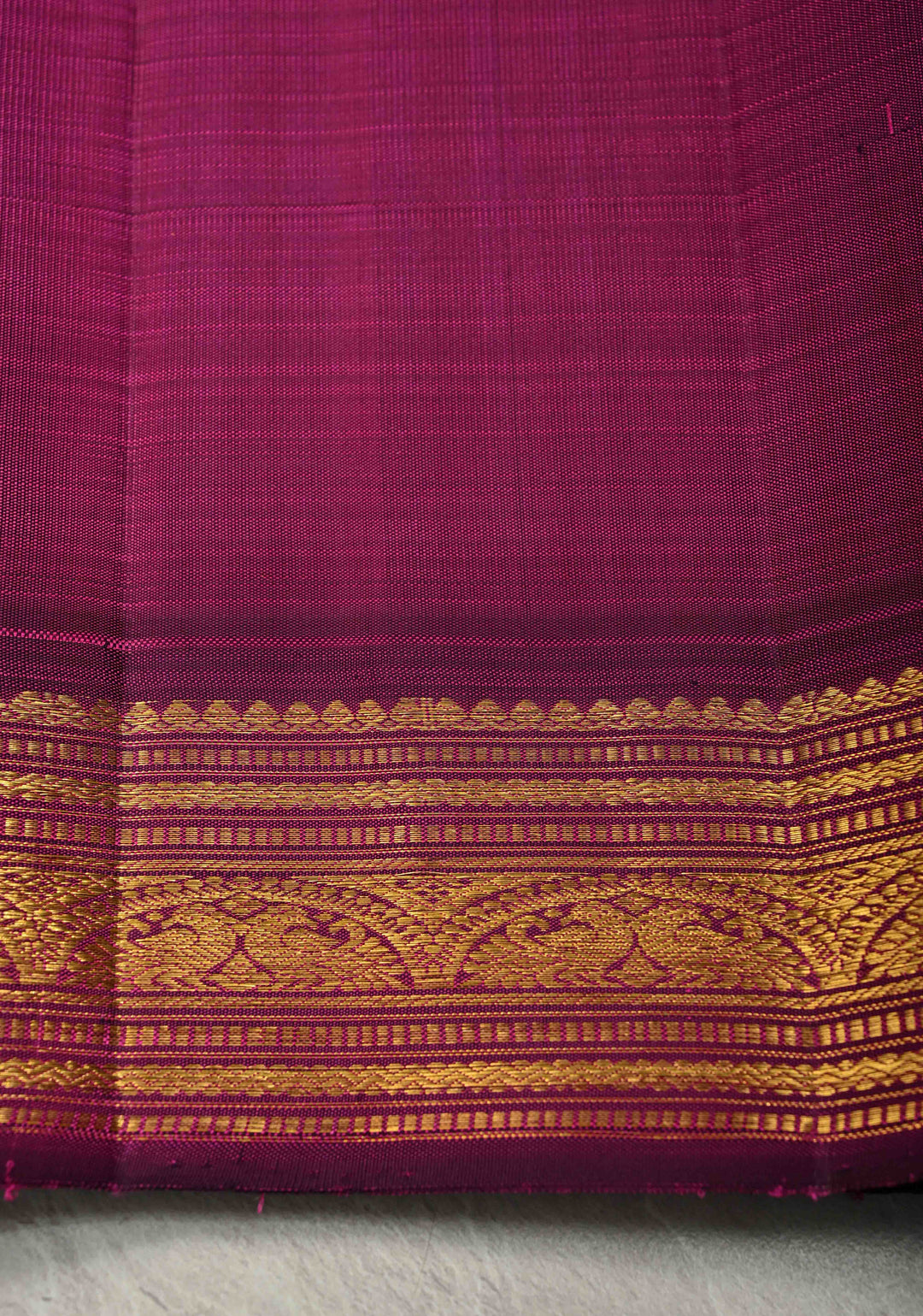 Rani Pink Dual Tone Pure Kanjivaram Silk Saree with Zari Buttas and Contrast Zari Border| SILK MARK CERTIFIED