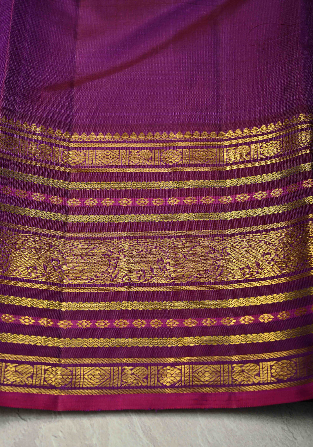 Royal Purple Pure Kanjivaram Silk Saree with Zari Buttas and Zari Border | SILK MARK CERTIFIED
