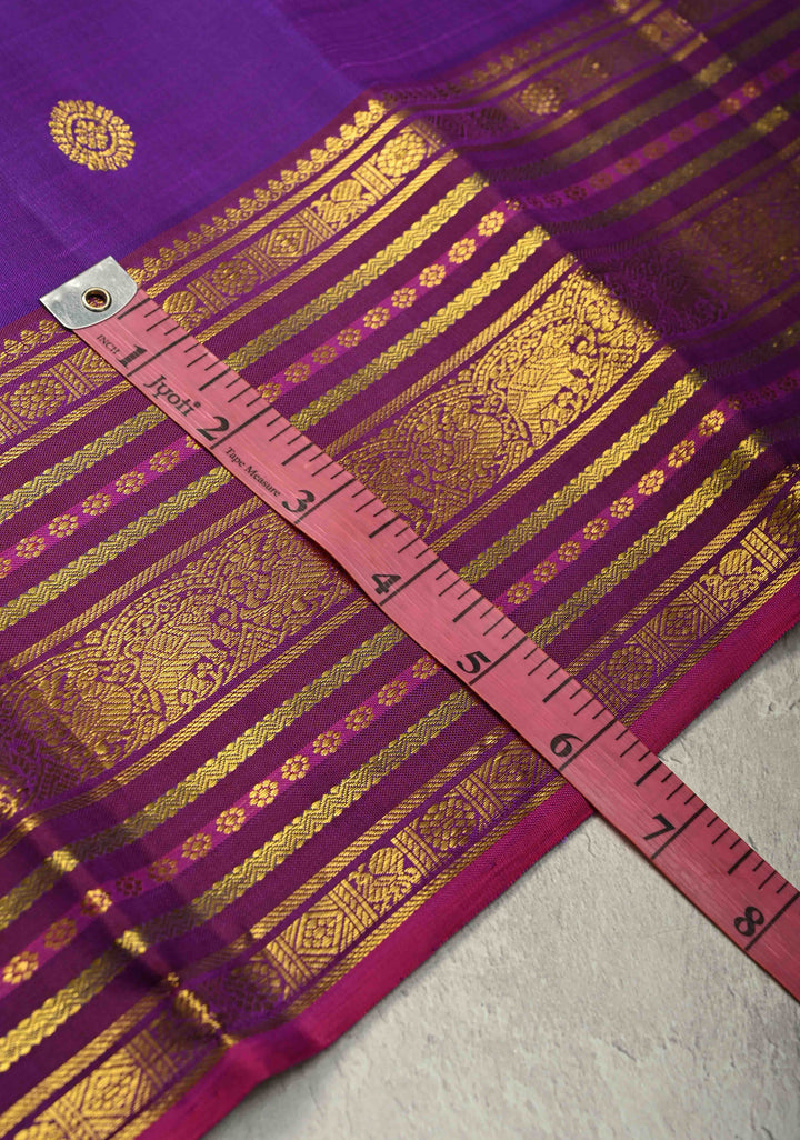 Royal Purple Pure Kanjivaram Silk Saree with Zari Buttas and Zari Border | SILK MARK CERTIFIED