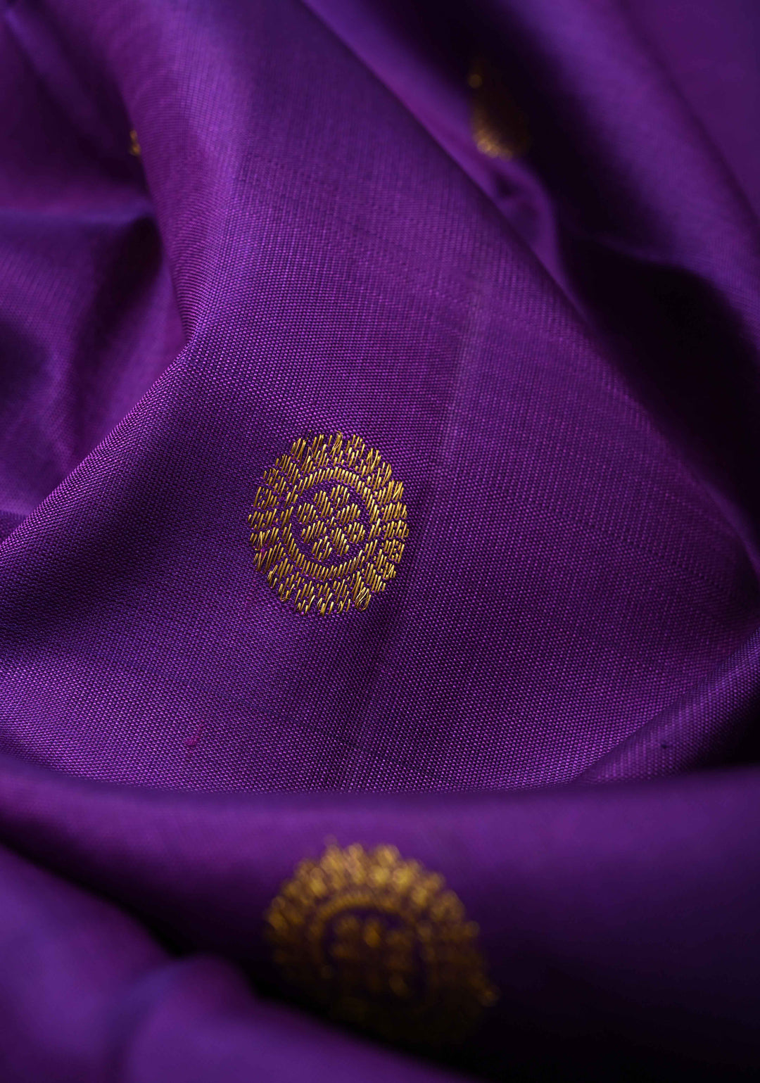 Royal Purple Pure Kanjivaram Silk Saree with Zari Buttas and Zari Border | SILK MARK CERTIFIED