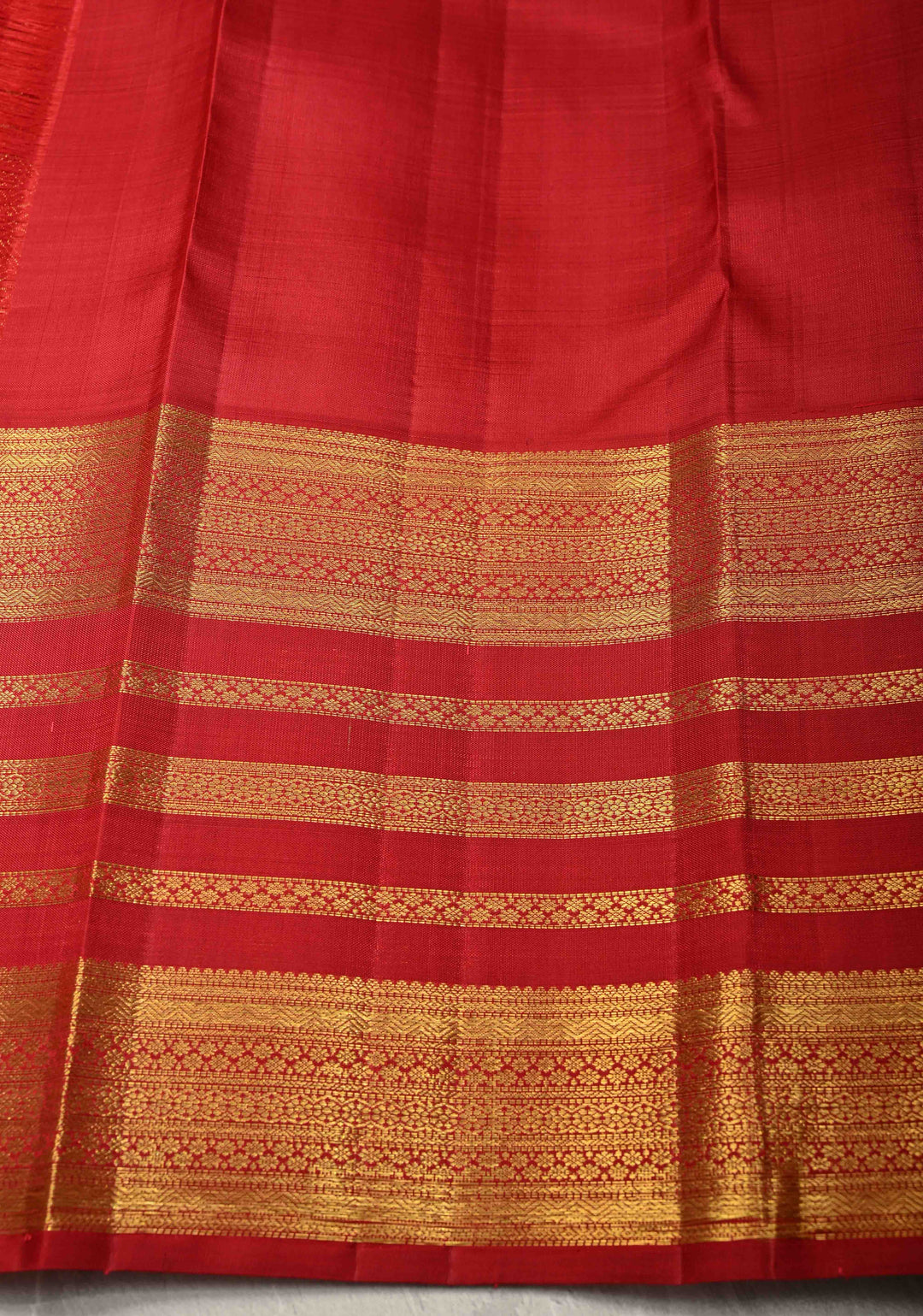 Beige Korvai Kanjivaram Pure Silk Saree with Zari Checks and Contrast Zari Border | SILK MARK CERTIFIED