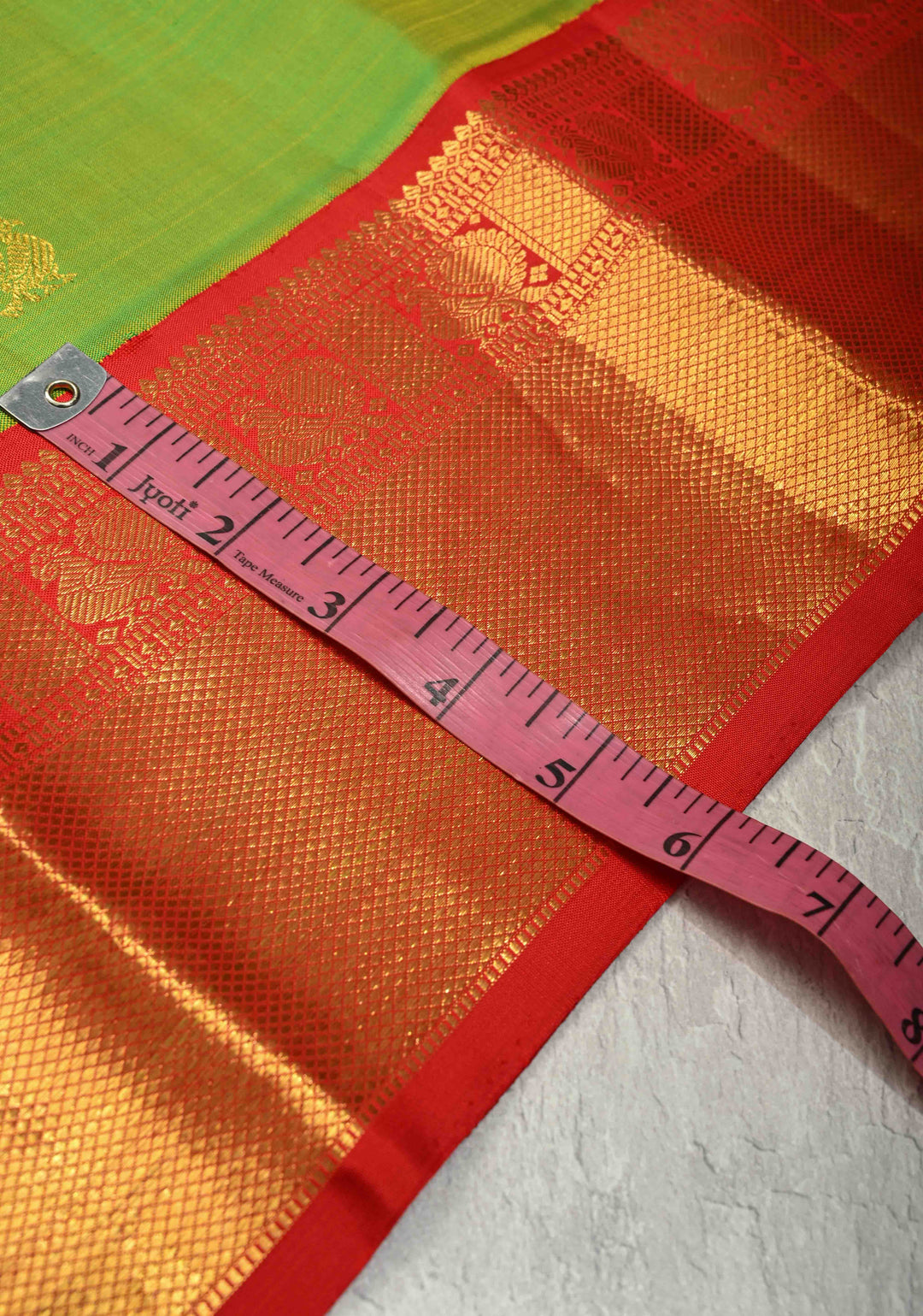 Parrot Green Dual Tone Korvai Kanjivaram Pure Silk Saree with Zari Buttas and Contrast Wide Zari Border | SILK MARK CERTIFIED