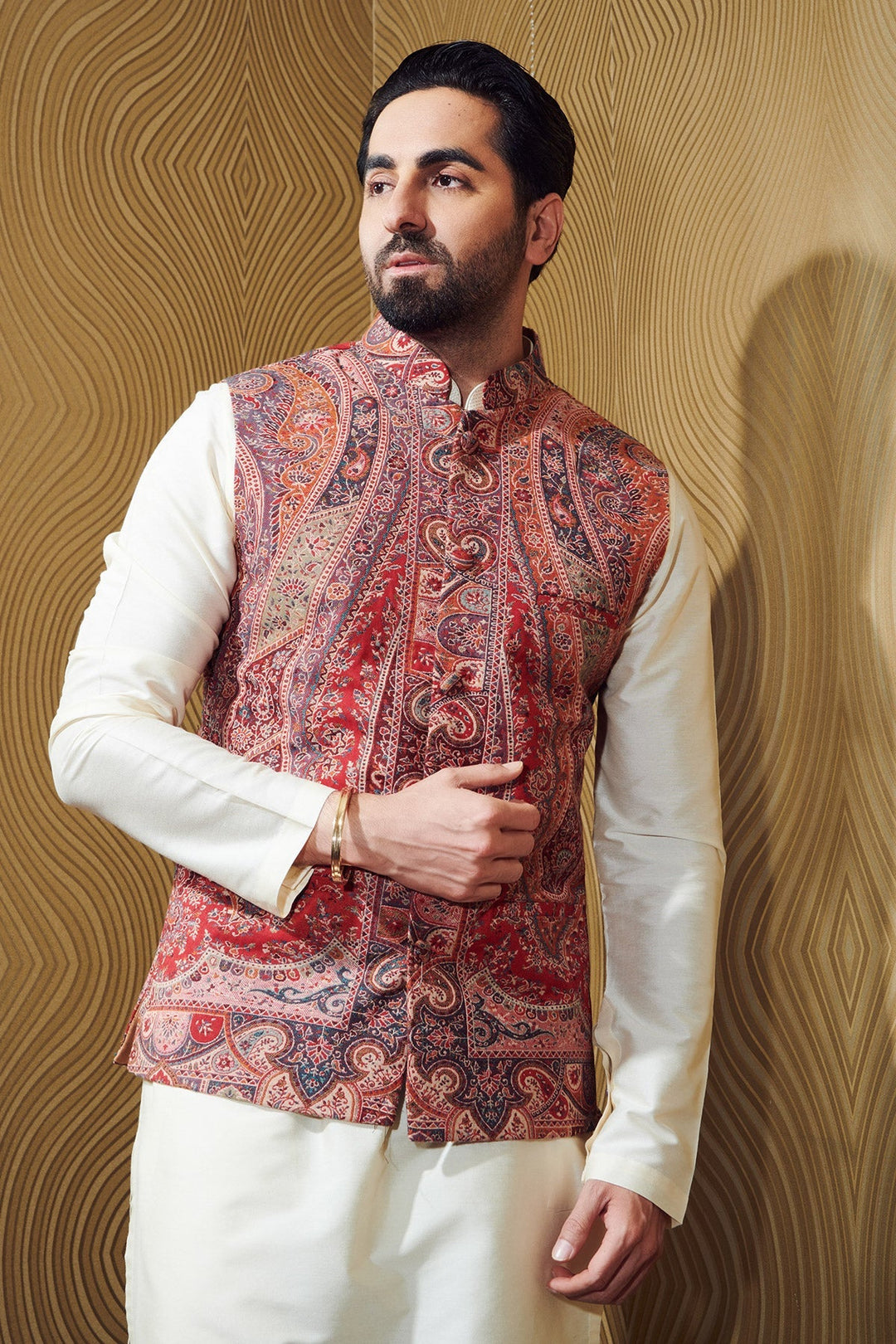 Ayushmaan Khurana in Half Paisley Vintage Jacket, Kurta Set | SHOBITAM