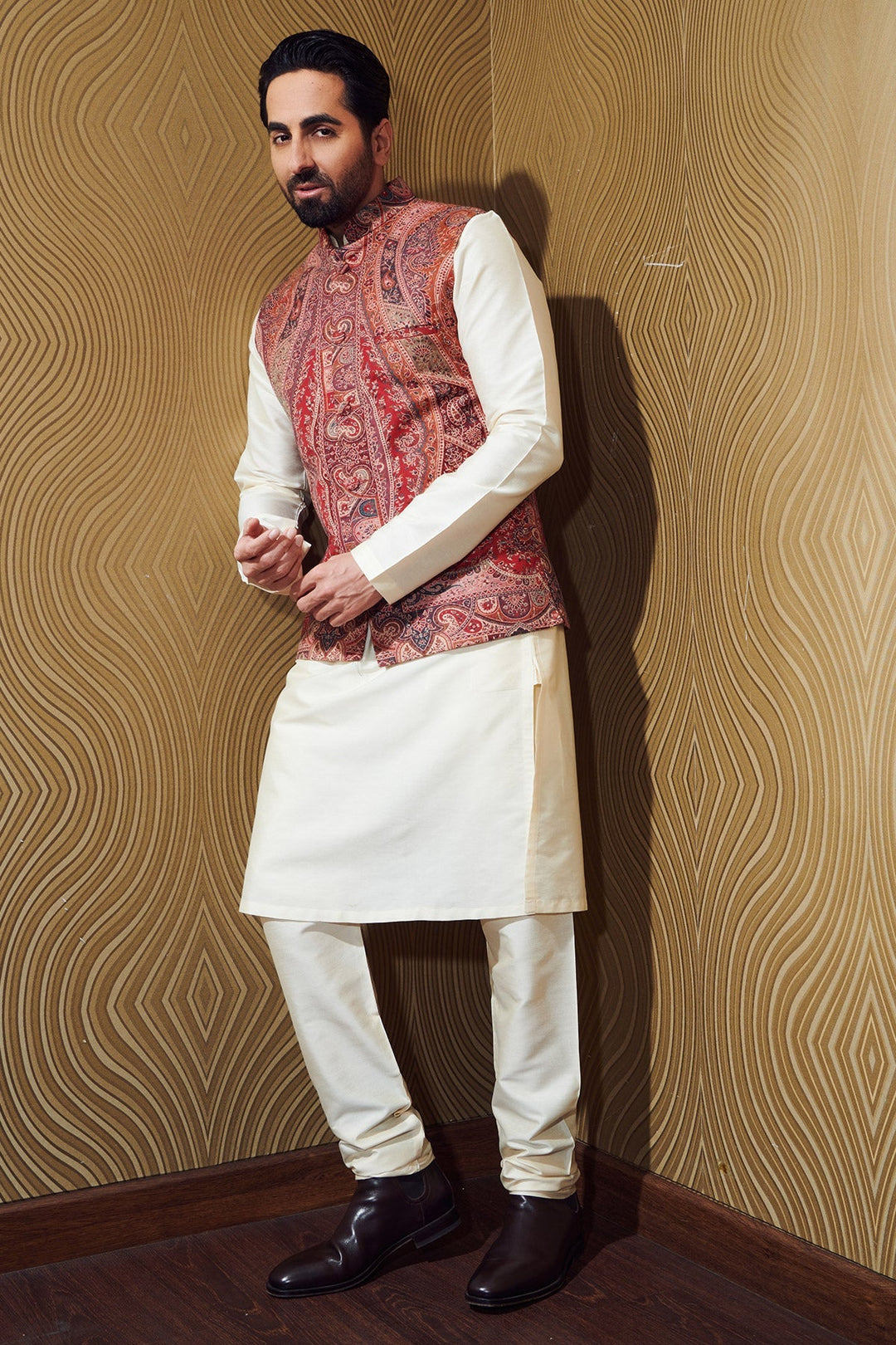 Ayushmaan Khurana in Half Paisley Vintage Jacket, Kurta Set | SHOBITAM