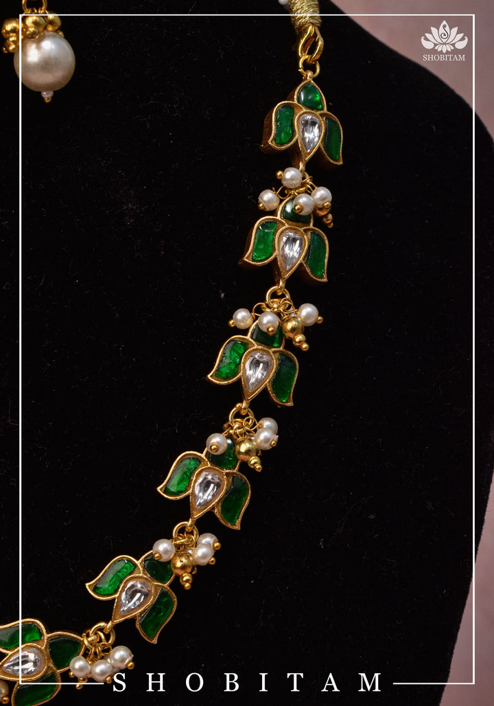 Translucent Lotus Flexible necklace set  | Shobitam Jewelry