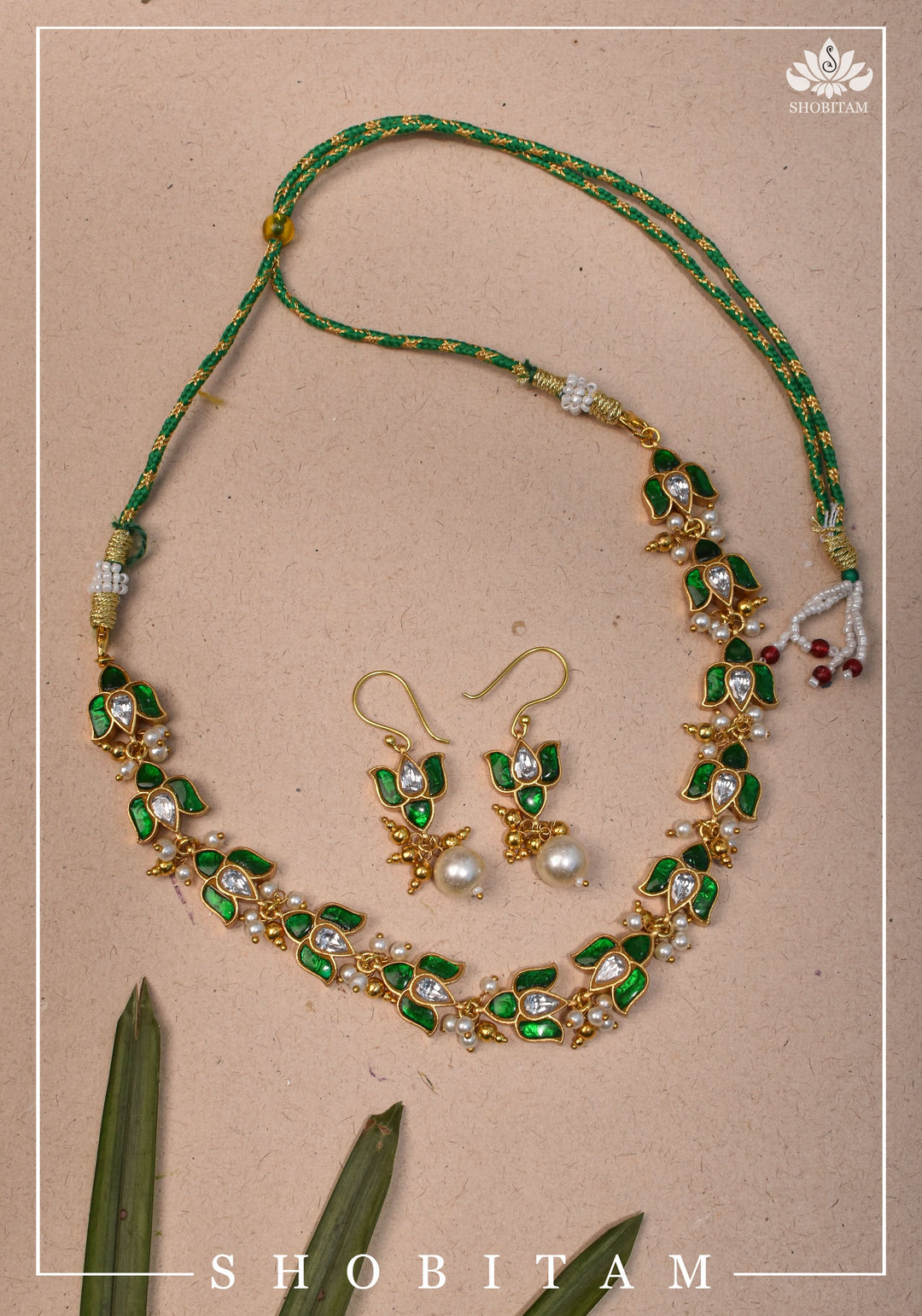 Translucent Lotus Flexible necklace set  | Shobitam Jewelry