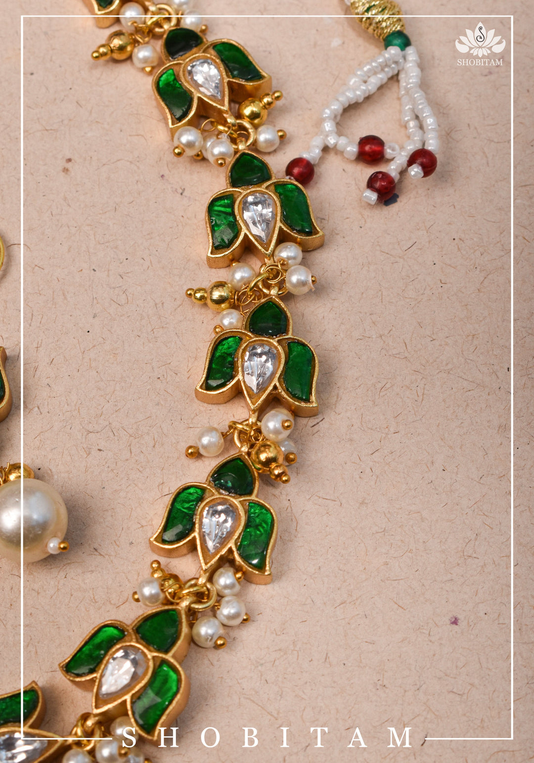 Translucent Lotus Flexible necklace set  | Shobitam Jewelry