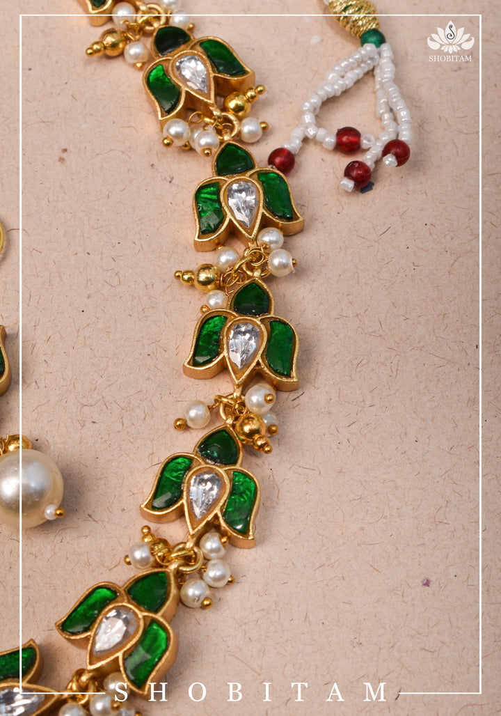 Translucent Lotus Flexible necklace set  | Shobitam Jewelry