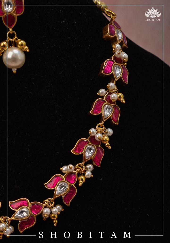 Translucent Lotus Flexible necklace set  | Shobitam Jewelry
