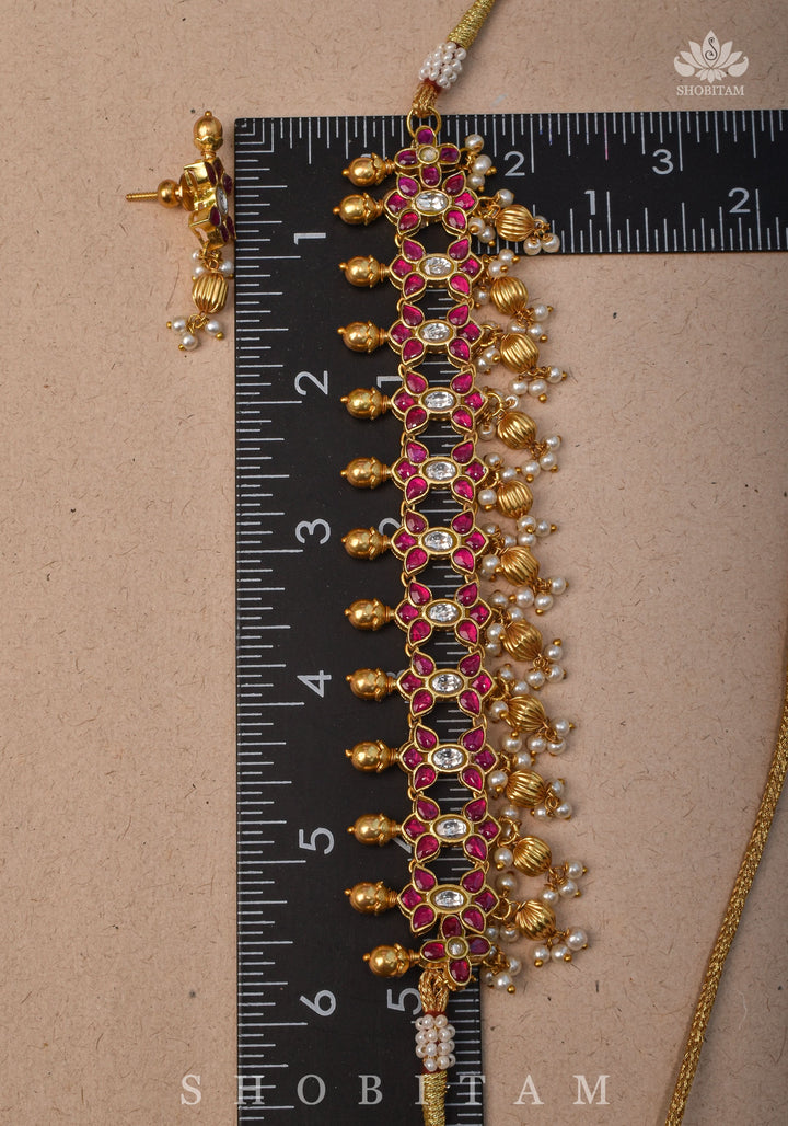 Microplated Kundan Jadau Lightweight Choker set | Shobitam Jewelry
